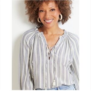 Paige Karra Striped Blouse Top XL